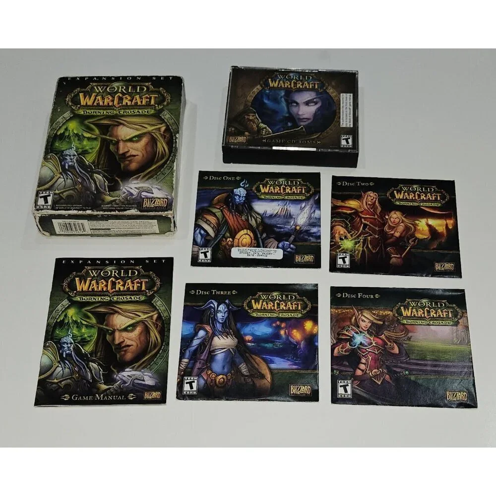 READ World of Warcraft Game CD ROMS 2004 Burning Crusade Expansion Set Lot READ